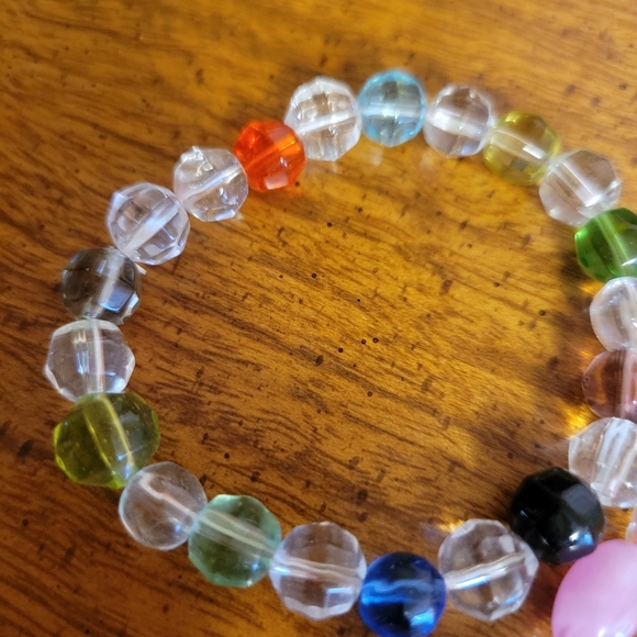 Stretch bracelets pink and beads (3) - Picture 2 of 4